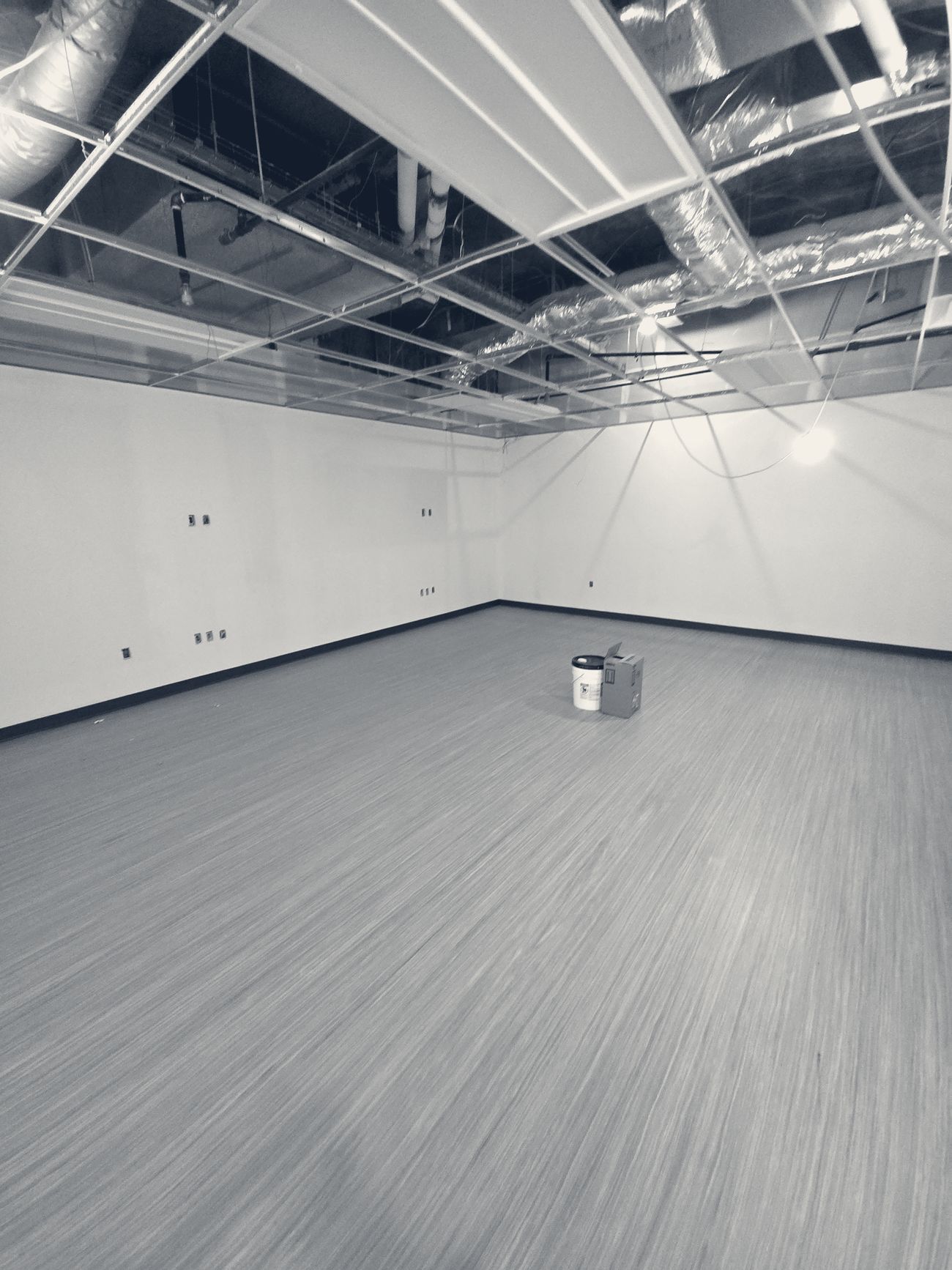 Ceiling grid and services in progress